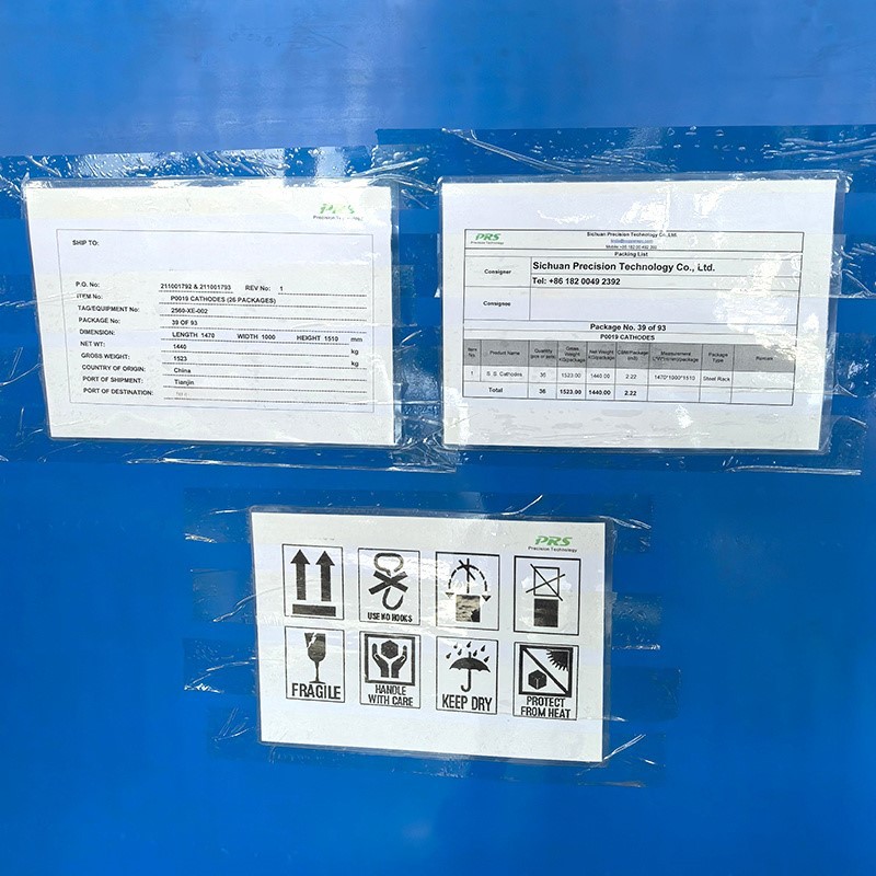 Details of 316L SS cathode Bulk Shipping Details of 316L SS cathode Bulk Shipping